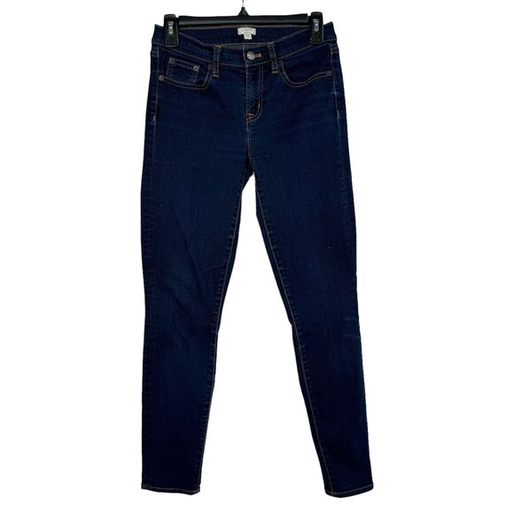 J Crew SZ 26/30 Jeans Low-Rise Zip-Fly Stretch Pockets Dark Wash Blue Womens - Picture 1 of 8